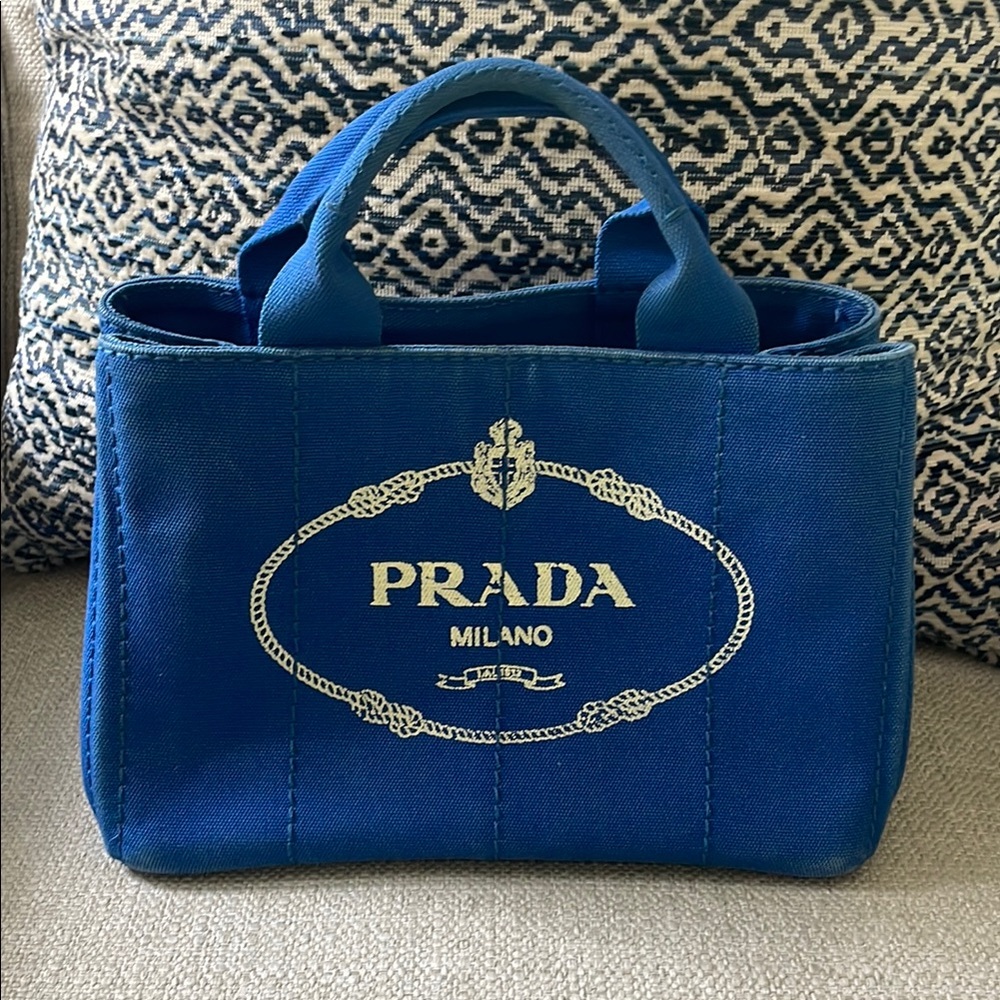 Prada Blue Structured Tote Bag